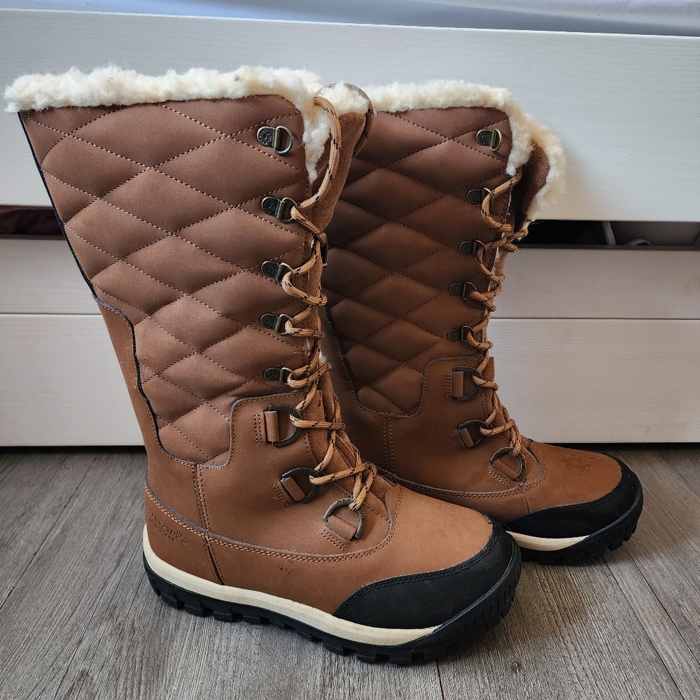 Bearpaw Womens Isabella Leather Wool Winter Boots Hickory Brown Sz 8 Never Worn